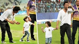 Shahrukh Khan With Little AbRam Cheer For KKR - IPL 2017