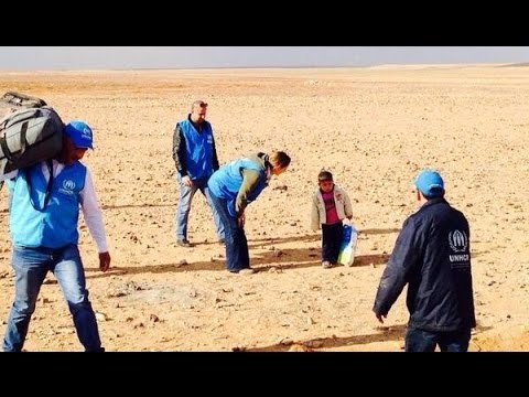 4 year old Syrian refugee found alone in desert News Video