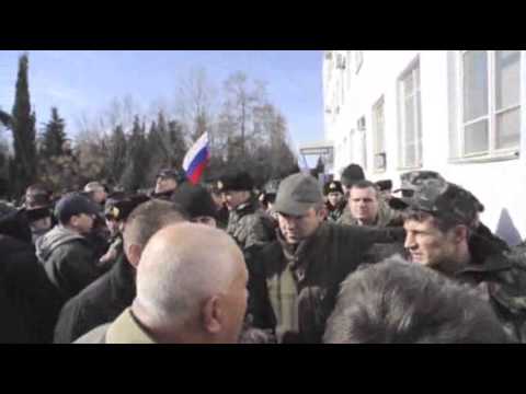 Raw- Crimea Militias Storm Ukraine Navy HQ News Video