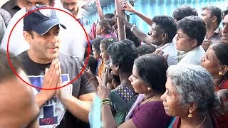 Poor People Giving Blessing To Salman Khan During His Visit In Slum