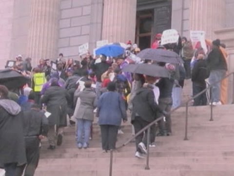 Raw- Ferguson Marchers at Missouri Capitol News Video