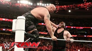 Kane clears the ring and levels Big Show: Raw, March 21, 2016