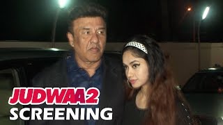 Anu Malik With His Beautiful Daughter At Varun Dhawan's Judwaa 2 Screening