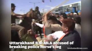(Viral Video) Uttarakhand BJP MLA Breaks Police Horse Leg in Dehradun