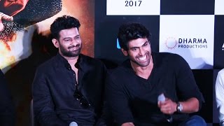 Reporter Asks Prabhas & Rana To Go Shirtless - Funny Question - Baahubali 2 Trailer Launch