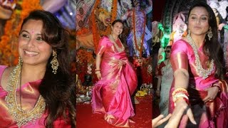 Fatty Mom Rani Mukerji Hot PINK Saree Looks