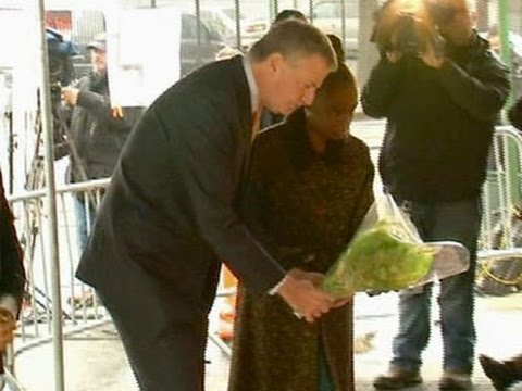 Raw- NY Mayor Visits Memorial for Officers News Video