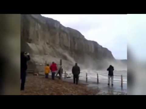 Raw- Dramatic Footage of Cliff Collapse in UK News Video