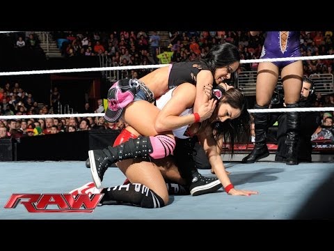 The Bella Twins & The Funkadactyls vs. AJ Lee, Tamina Snuka, Alicia Fox & Aksana- Raw, Jan. 27, 2014 - WWE Wrestling Video