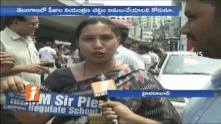 HSPA Protest And Demands School Fee Regulation Act In Panjagutta | Hyderabad | iNews